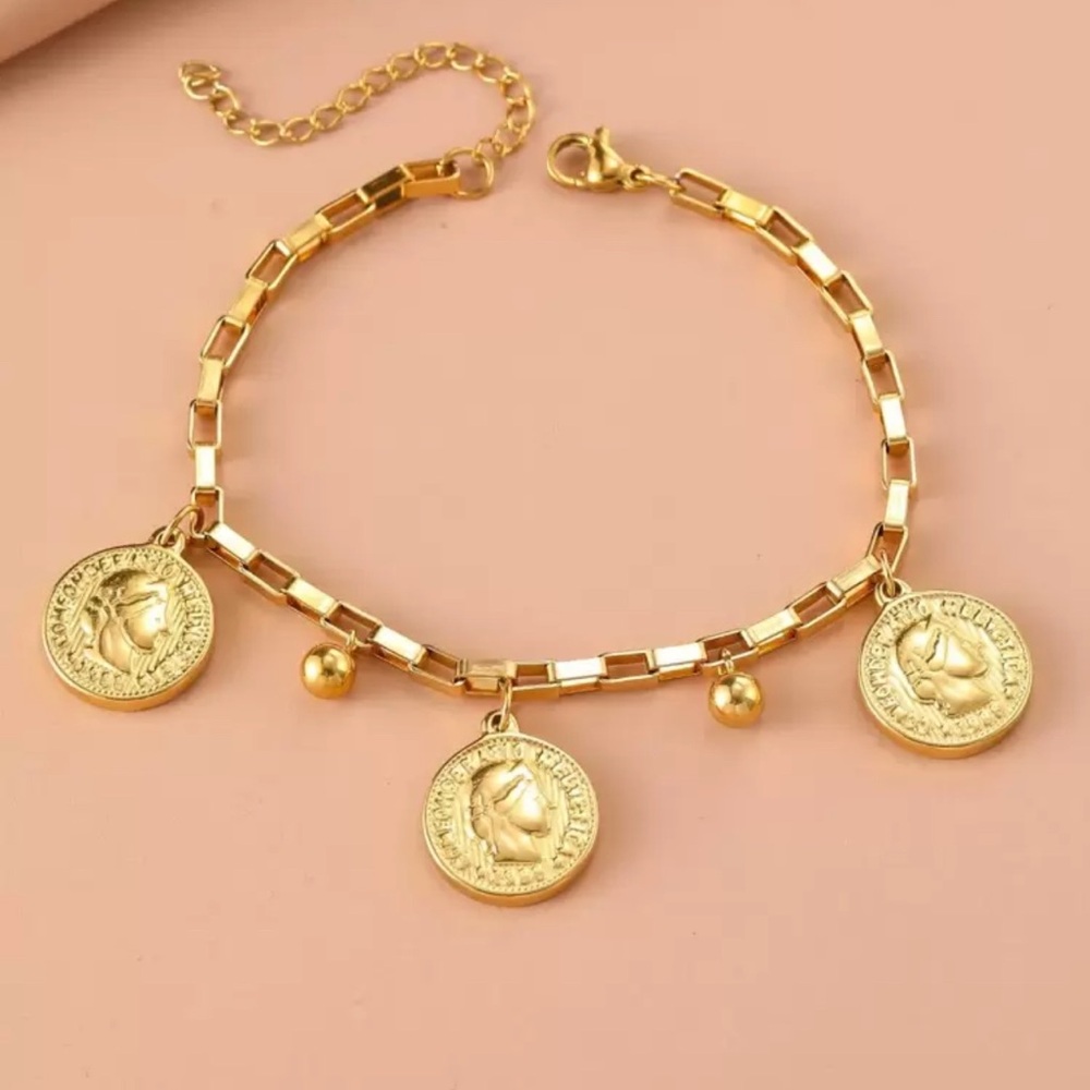 Gold Coin Charm Bracelet